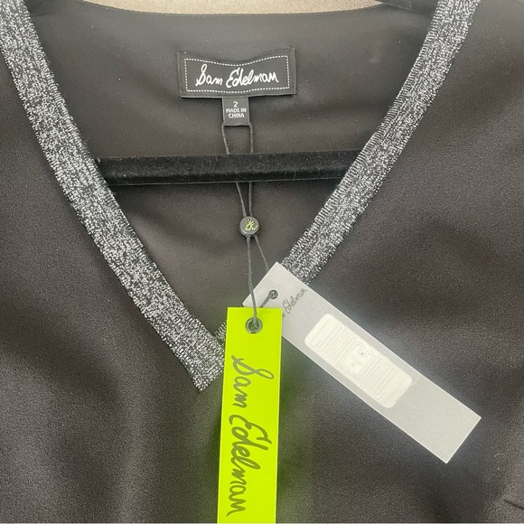 Sam Edelman Metallic Trim Black Shift Dress Size 2 - Picture 3 of 7